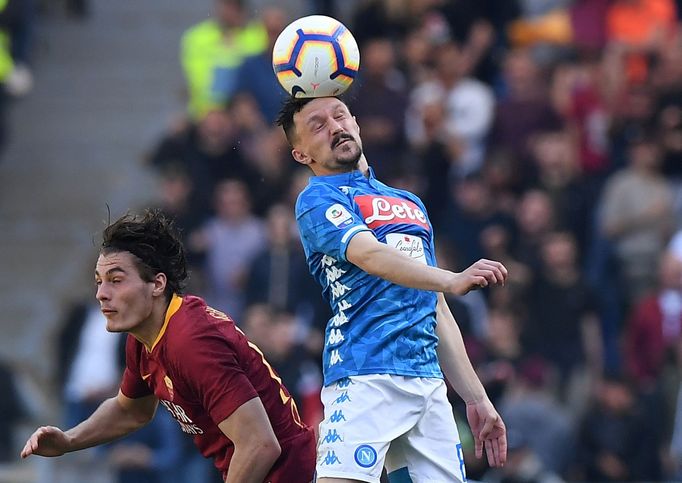 Patrik Schick v utkání AS Řím s Neapolí