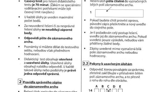 Přijímací test - Matematika