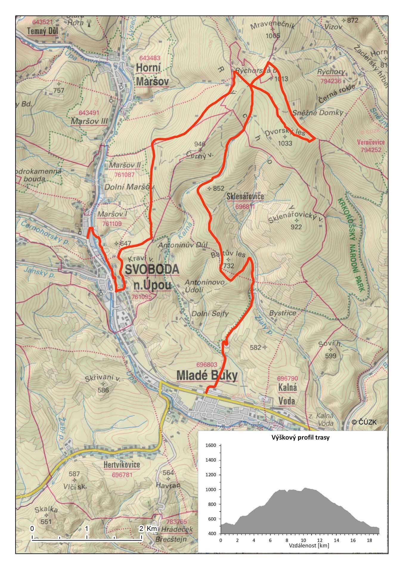 Krokonoše Svoboda, Rýchory, Sklenářovice, Mladé buky