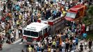 Soccer Football - Death of Brazilian soccer legend Pele - Santos, Brazil - January 3, 2023 General view of fans as the casket of Brazilian soccer legend Pele is transport