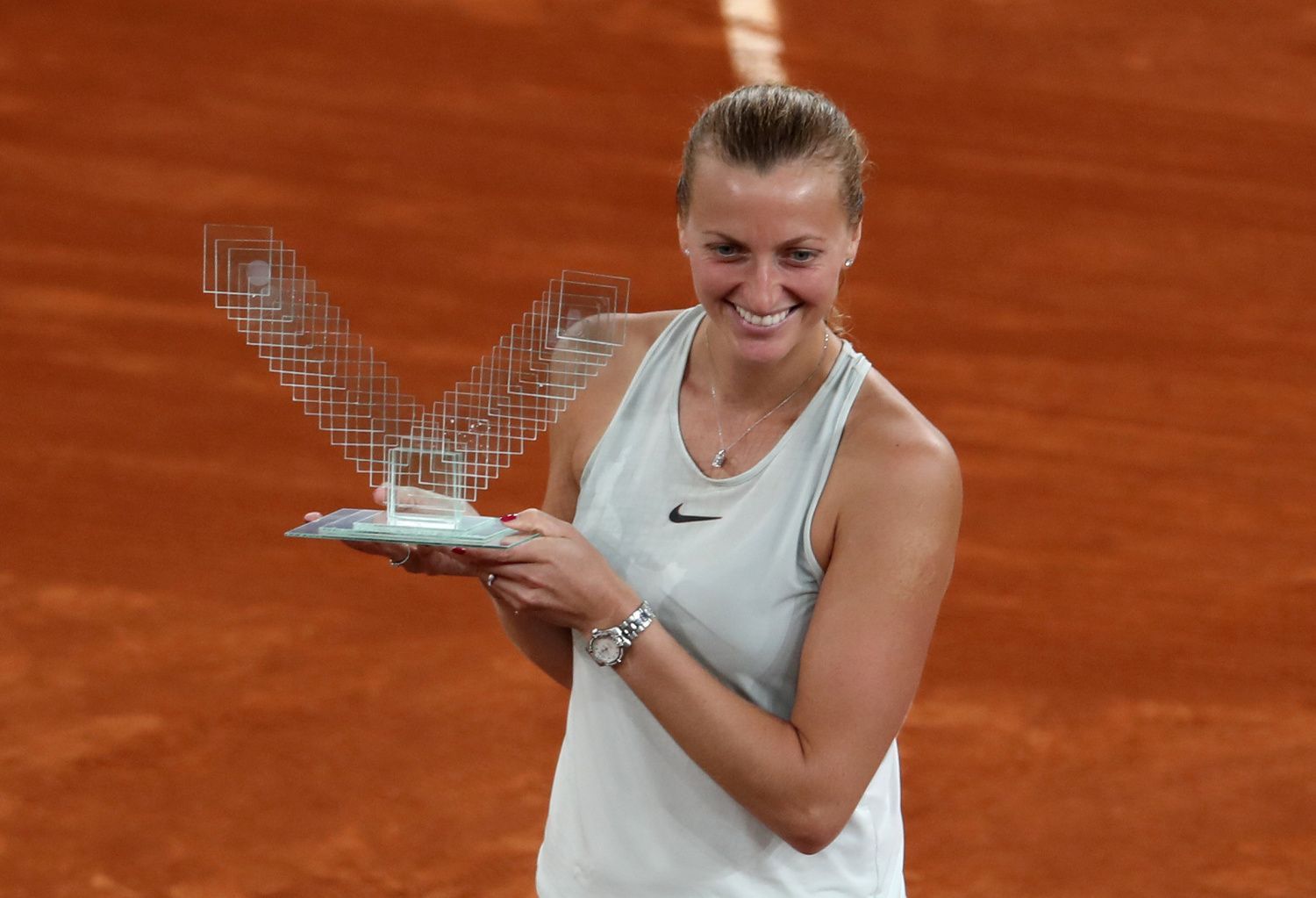 Petra Kvitová po vítězném finále turnaje v Madridu 2018
