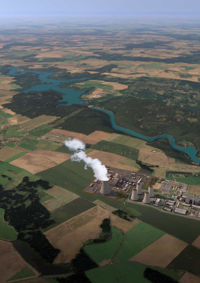 Vizualizace nového bloku jaderné elektrárny Dukovany v podobě, kterou v tendru nabízí českému ČEZ francouzská elektrárenská společnost EdF.