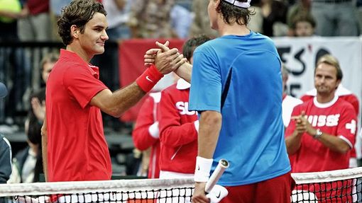 Tomáš Berdych a Roger Federer v Davis Cupu