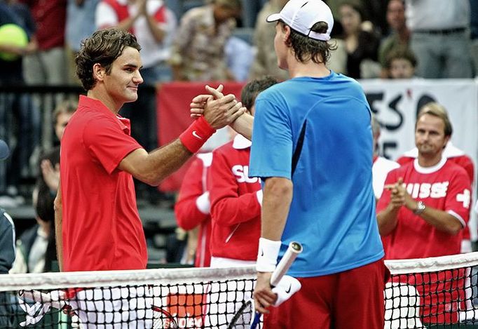 Tomáš Berdych a Roger Federer v Davis Cupu