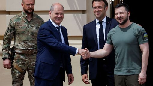 Lídři Německa, Itálie a Francie navštívili v Kyjevě ukrajinského prezidenta Volodymyra Zelenského.