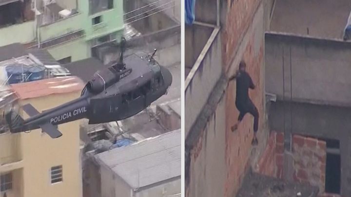 Záběry z krvavé policejní akce v Riu: Vrtulníky, obrněnci i prchající gangsteři; Zdroj foto: Reuters