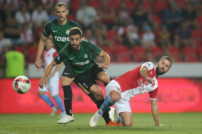 5. kolo fotbalové FORTUNA:LIGY, Slavia - Jablonec: Josef Hušbauer (vpravo) a David Hovorka