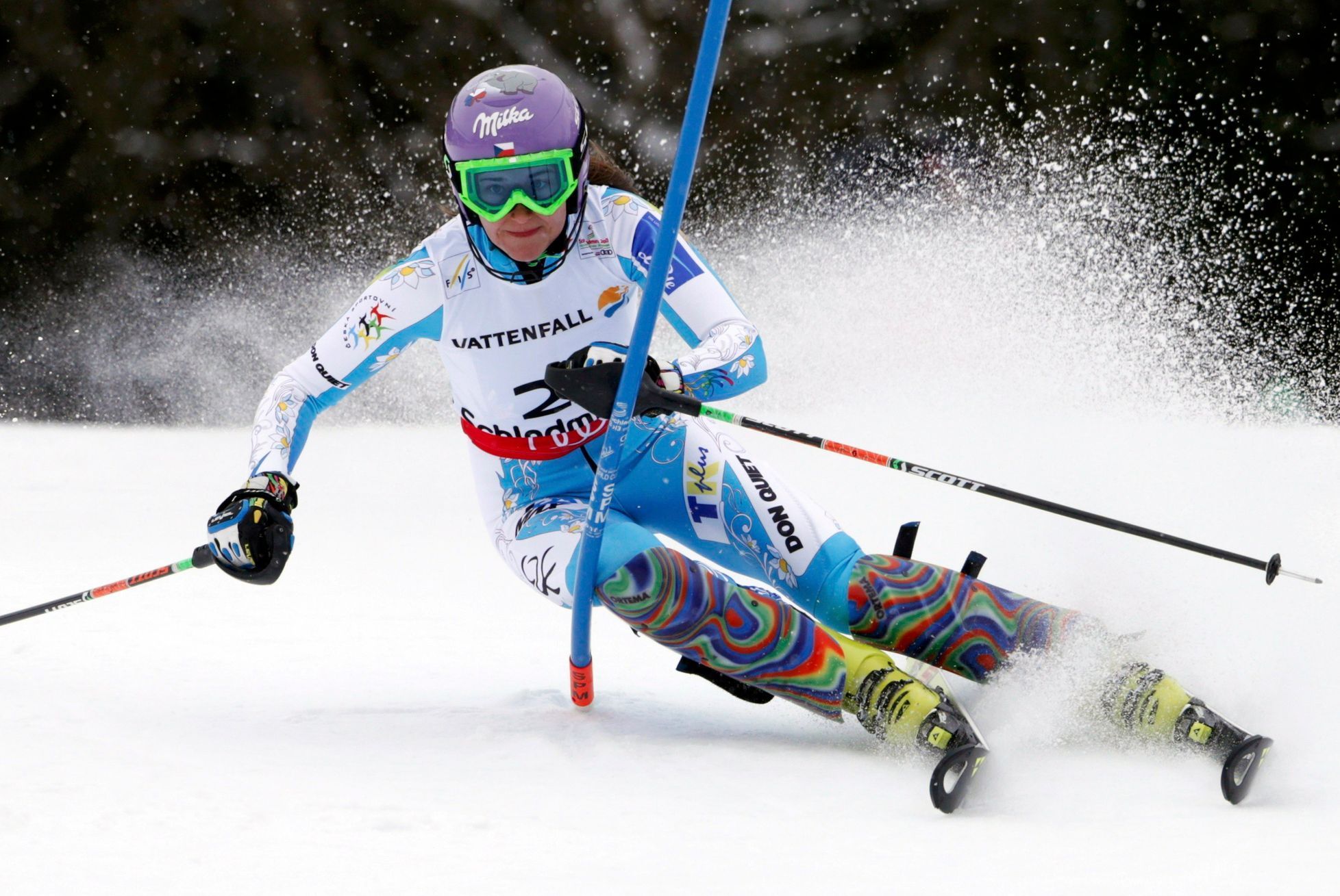 Šárka Záhrobská během slalomu na MS ve Schladmingu