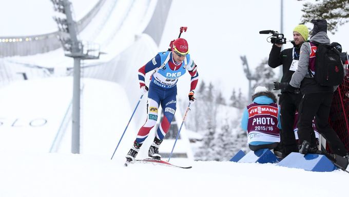 Ole Einar Björndalen na domácím šampionátu v Oslu.
