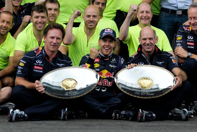 Formule 1, VC Belgie 2013: Christian Horner (vlevo) a Sebastian Vettel, Red Bull