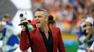 Robbie Williams v roce 2018 na moskevském stadionu Lužniki, kde byl hvězdou zahajovacího ceremoniálu fotbalového mistrovství světa.