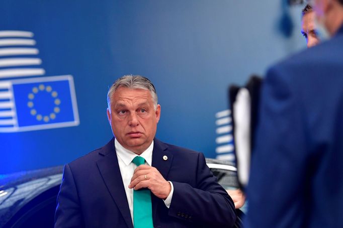 Maďarský premiér Viktor Orbán na summitu v Bruselu.