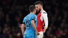 Barcelona's Jordi Alba clashes with Arsenal's Olivier Giroud