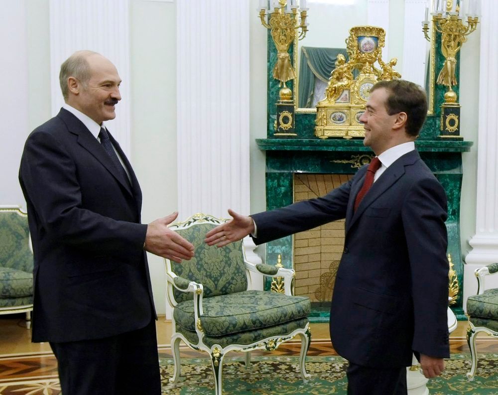Alexander Lukašenko a Dmitrij Medveděv