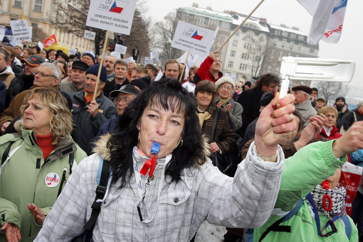 Stávka státních zaměstnanců na Palackého náměstí