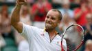 Belgický tenista Steve Darcis v utkání s Čechem Tomášem Berdychem na OH 2012 v Londýně.