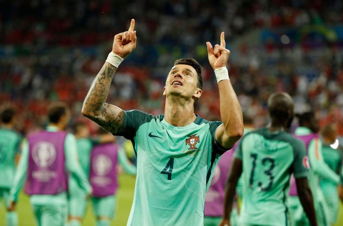 Portugal's Jose Fonte celebrates at t