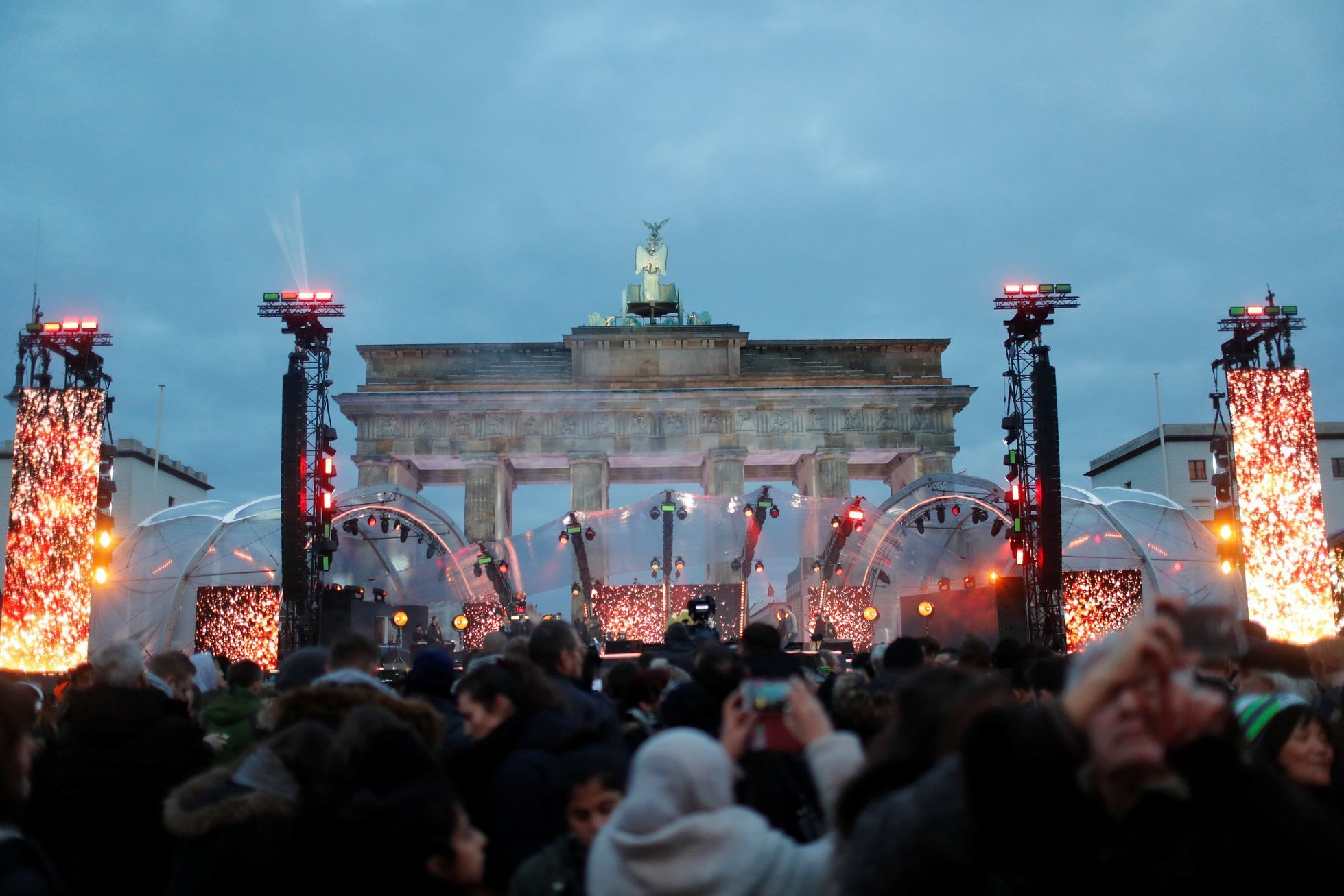 Tradičním místem berlínských oslav je Braniborská brána.