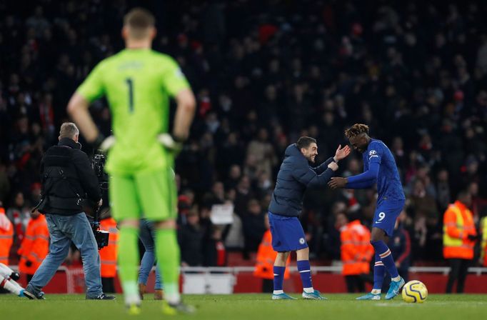 Soccer Football - Premier League - Arsenal v Chelsea - Emirates Stadium, London, Britain - December 29, 2019 Chelsea's Tammy Abraham and Mateo Kovacic celebrate after the