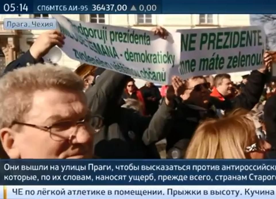 Za Zemana a Moskvu. Proruská demonstrace