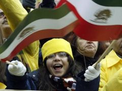 Demonstrace proti íránskému jadernému programu ve vídni, sídle Mezinárodní agentury pro jadernou energii