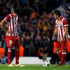Atletico Madrid's Costa and Koke react after Chelsea scored the first goal during their Champions League semi-final second leg soccer match at Stamford Bridge Stadium in London