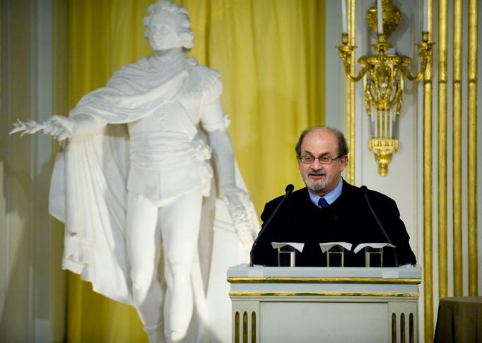 Salman Rushdie ve švédském Stockholmu, 2008.