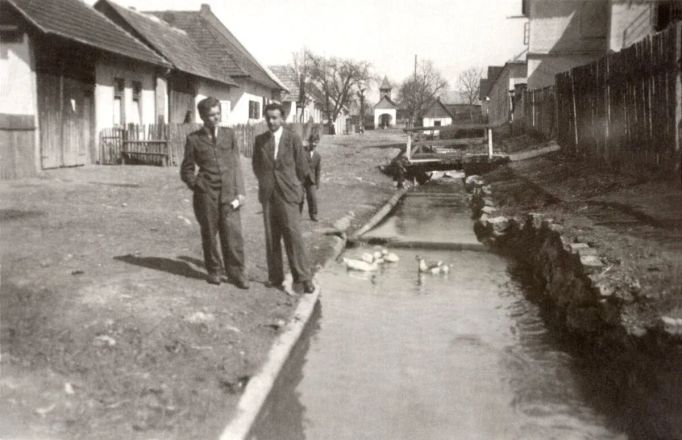 Pohled na československou vesnici Lieskovec v 50. letech 20. století.