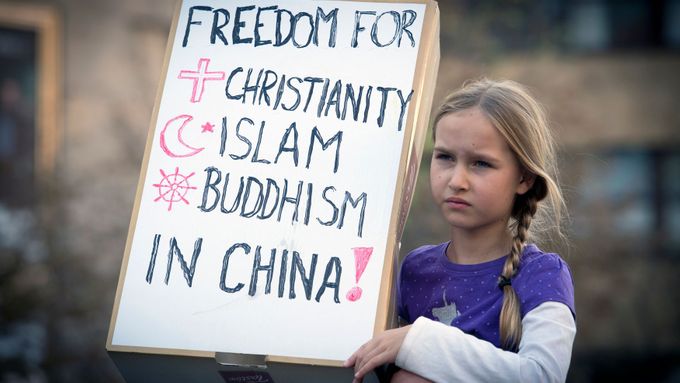 Demonstrace na podporu čínských křesťanů
