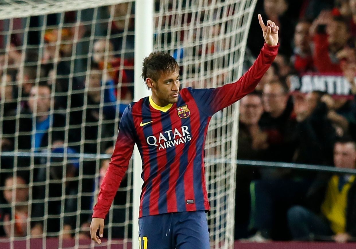 Neymar (FC Barcelona) slaví gól v síti Celty Vigo