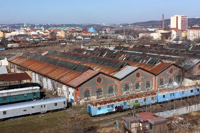 Nádraží Holešovice-Bubny, dílny.