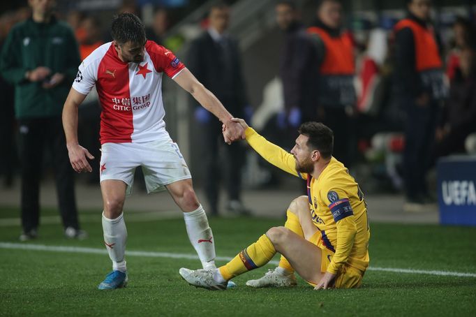 Lionel Messi v zápase LM Slavia - Barcelona