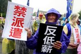 Tchaj-pej, Tchaj-wan. Tisíce odborářů tu protestovaly proti nízkým platům.