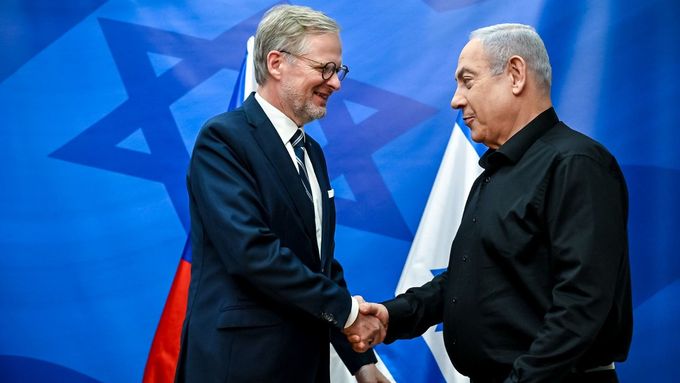 Premiér Petr Fiala se svým izraelským protějškem Benjaminem Netanjahuem