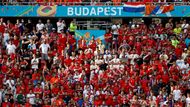 Čeští reprezentanti na zaplněném stadionu v Budapešti...