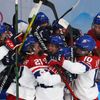 Češky slaví gól ve čtvrtfinále ZOH 2022 v Pekingu Česko - USA