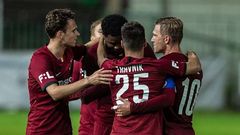fotbal, Fortuna:Liga 2019/2020, Bohemians - Sparta, radost Sparty po rozhodujícím gólu