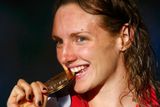 Maďarka Katinka Hosszuová se zlatou medailí za 200 metrů polohový závod.