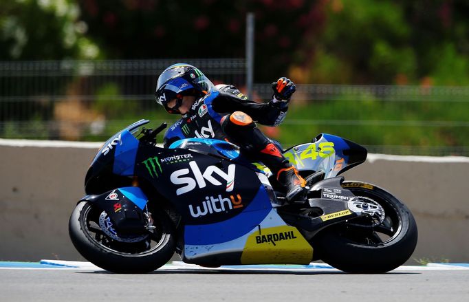 Luca Marini v závodě Moto2 v rámci GP Španělska 2020