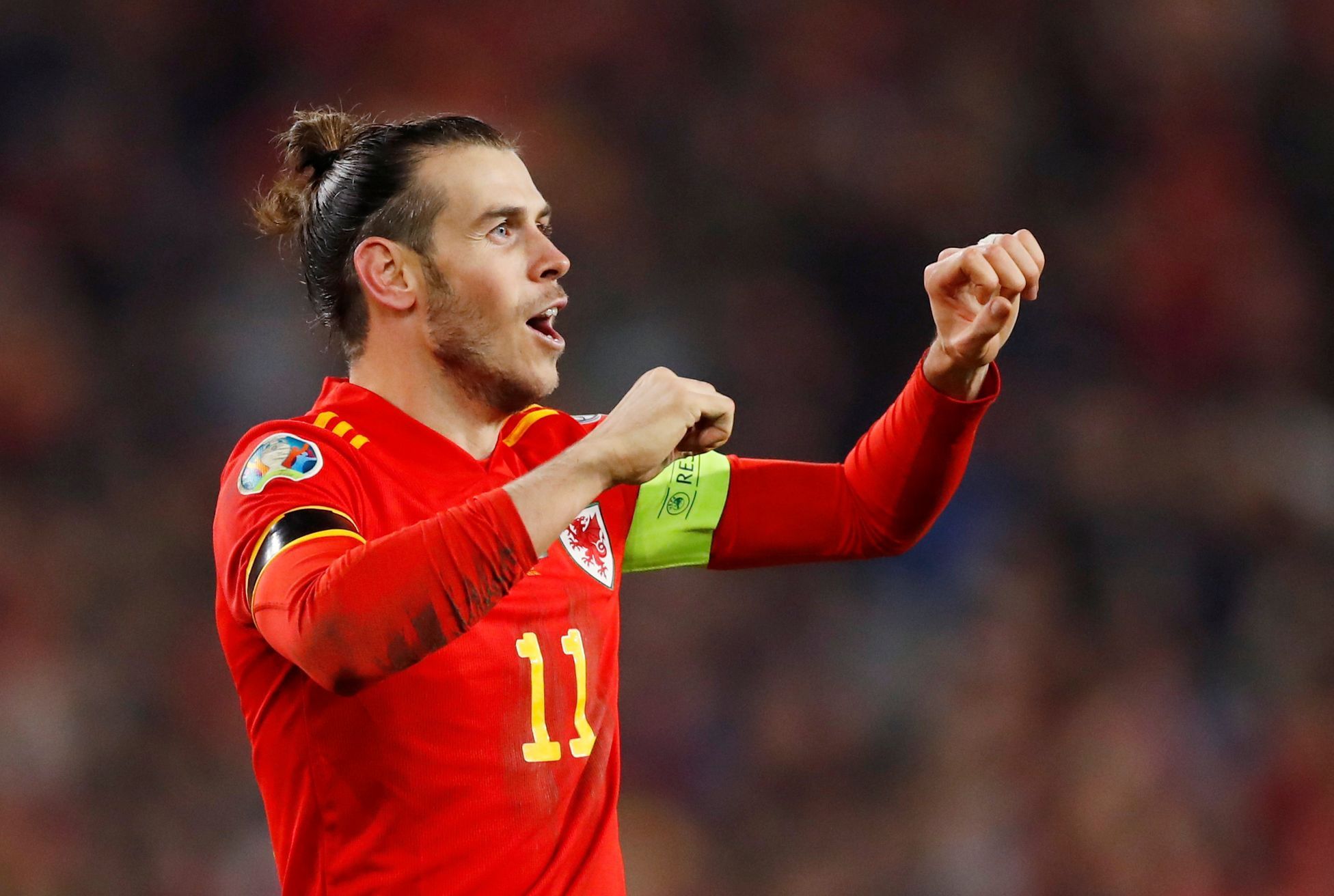 Gareth Bale v závěrečném zápase kvalifikace na Euro 2020
