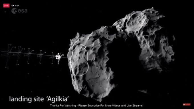Náraz sondy Rosetta do komety.