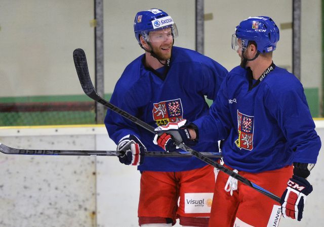 Hokej, soustřední reprezentace: Jiří Novotný (vlevo) a Martin Růžička.