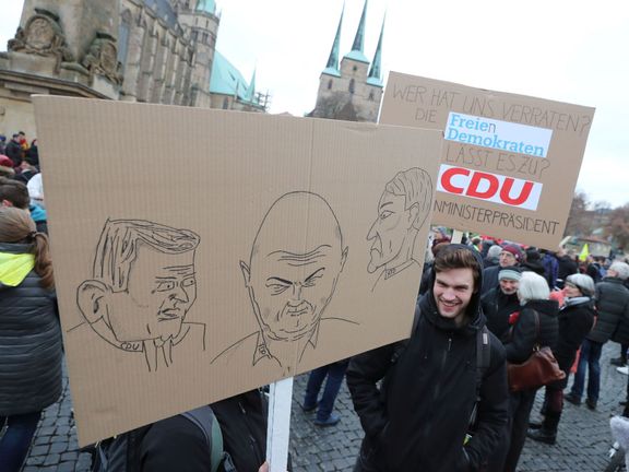 Protesty v Erfurtu, hlavním městě spolkové země Durynsko.