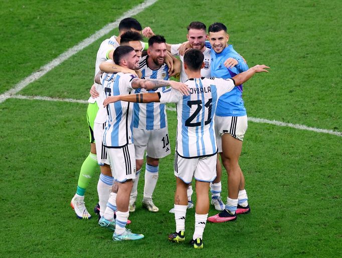 Argentinci slaví vítězství v semifinále MS 2022 Argentina - Chorvatsko