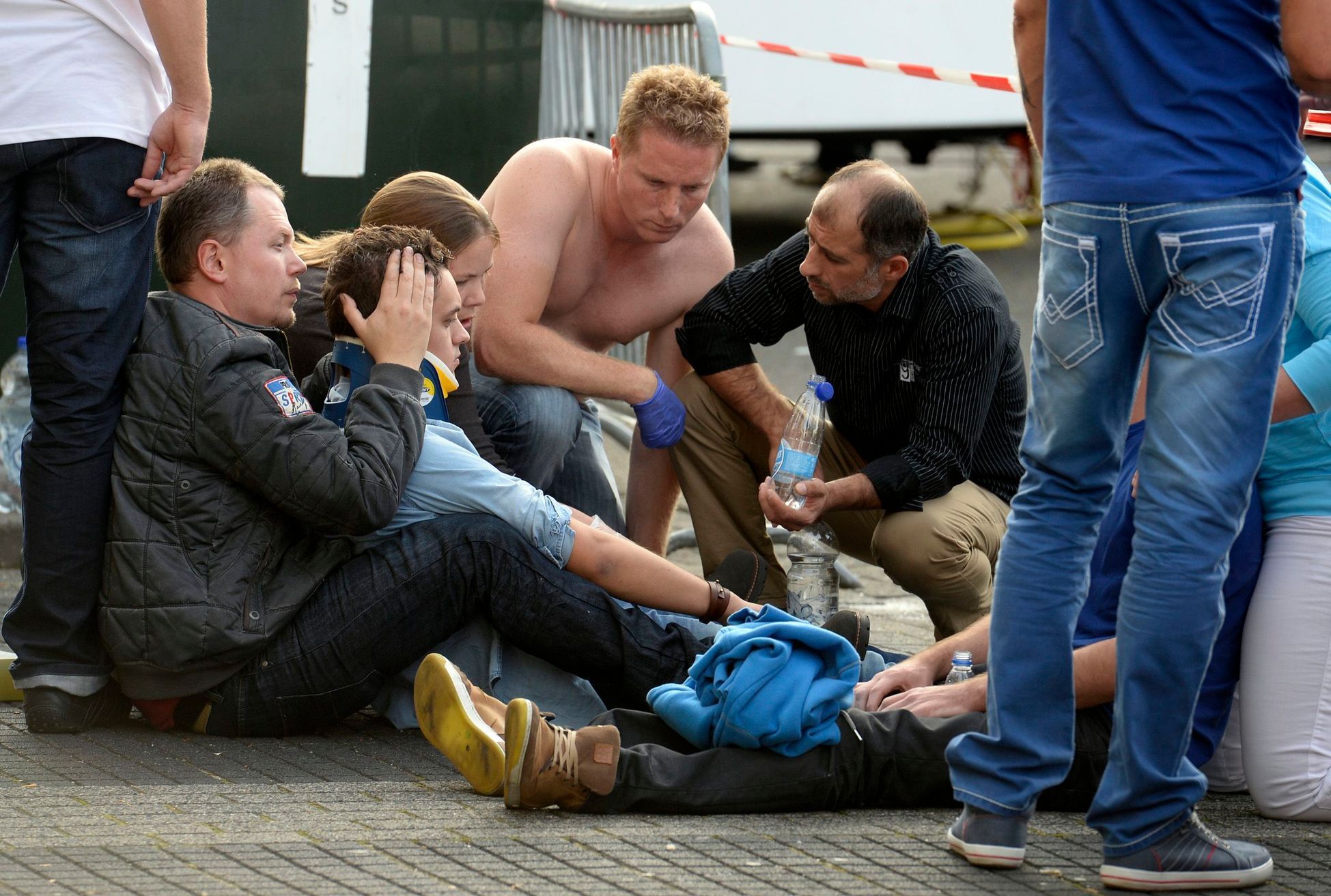 Paramedics attend to the wounded at a monster truck festival in Haaksbergen