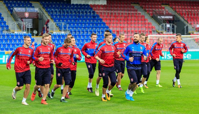 Trénink fotbalové reprezentace před zápasem se San Marinem