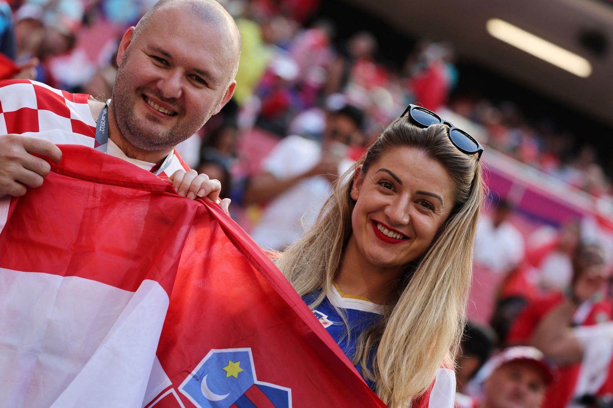 Fanoušci Chorvatska při zápase MS 2022 Maroko - Chorvatsko
