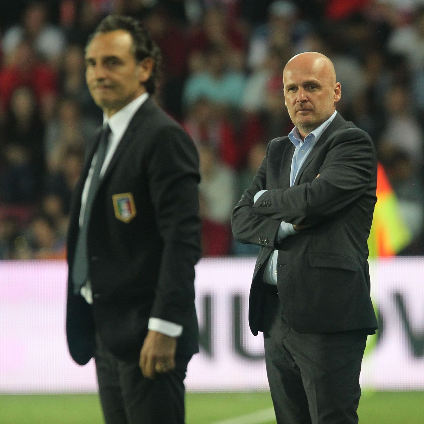 Fotbal, Česko - Itálie: Michal Bílek (vpravo) a Cesare Prandelli