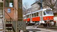 Snímek z roku 1970. Na snímku tramvajový motorový vůz T4.