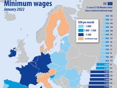 Minimální mzda v zemích EU - leden 2022